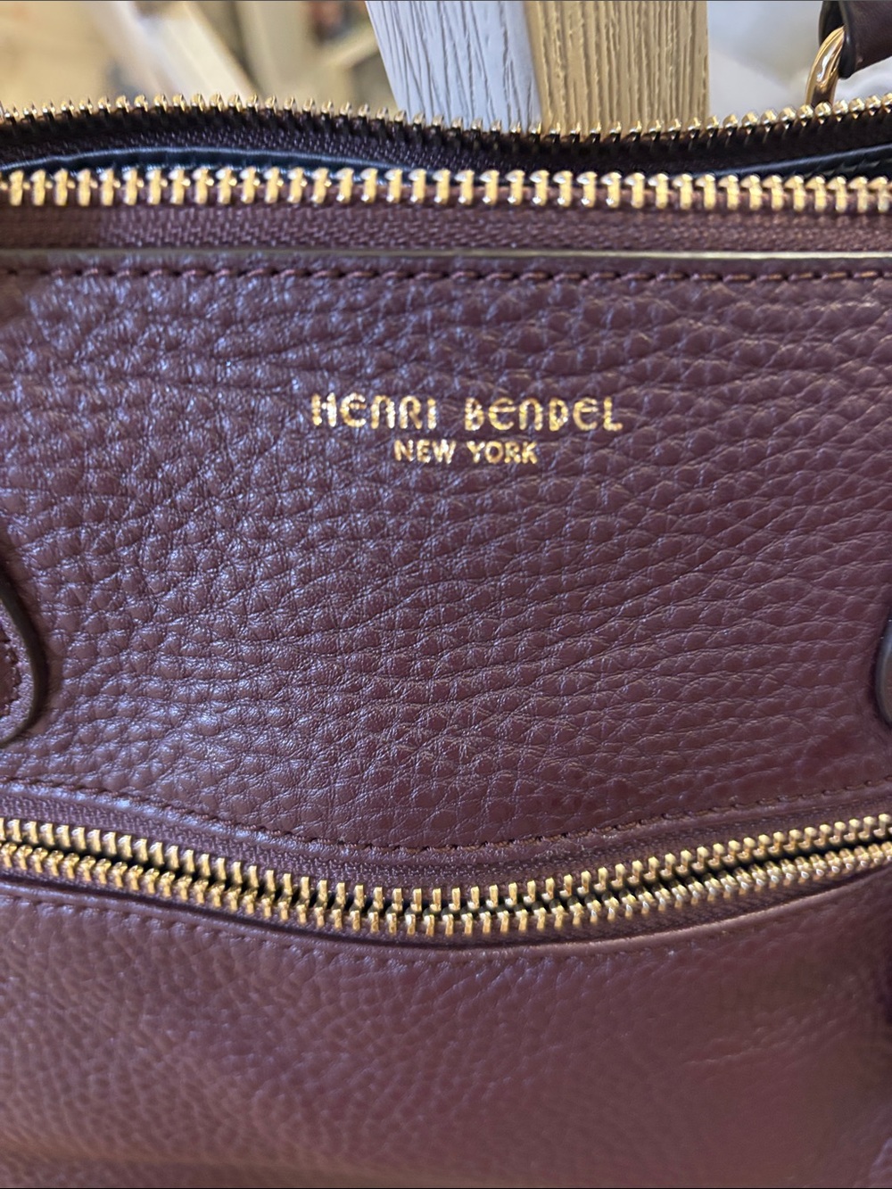 Henri bendel Pebbled Dakota studded Leather Tote in Plum with Gold Hardware - Picture 2 of 10